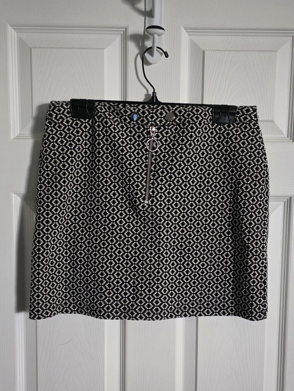 Topshop Black and White Geometric Mini Skirt